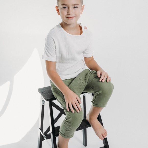 Organic Muslin Unisex Kids Set for summer T-Shirt with Shorts or Pants Sizes - Picture 11 of 13